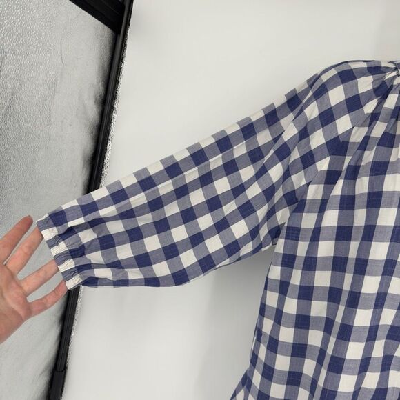 Nom Maternity‎ Provence Blue White Gingham Plaid Button Front Nursing Top Medium - Picture 2 of 8